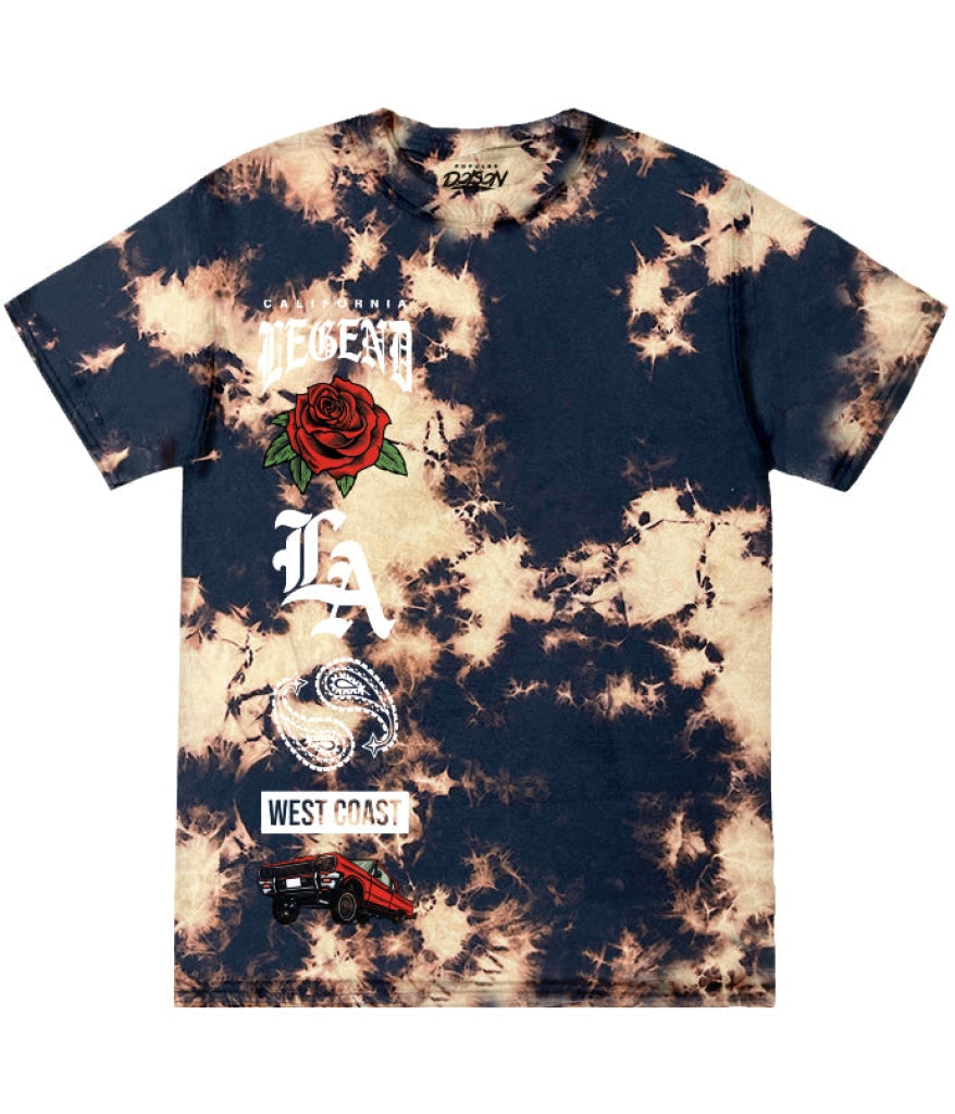 La Rose Side Tie Dye Tee S / Black Bleach Mens Tee