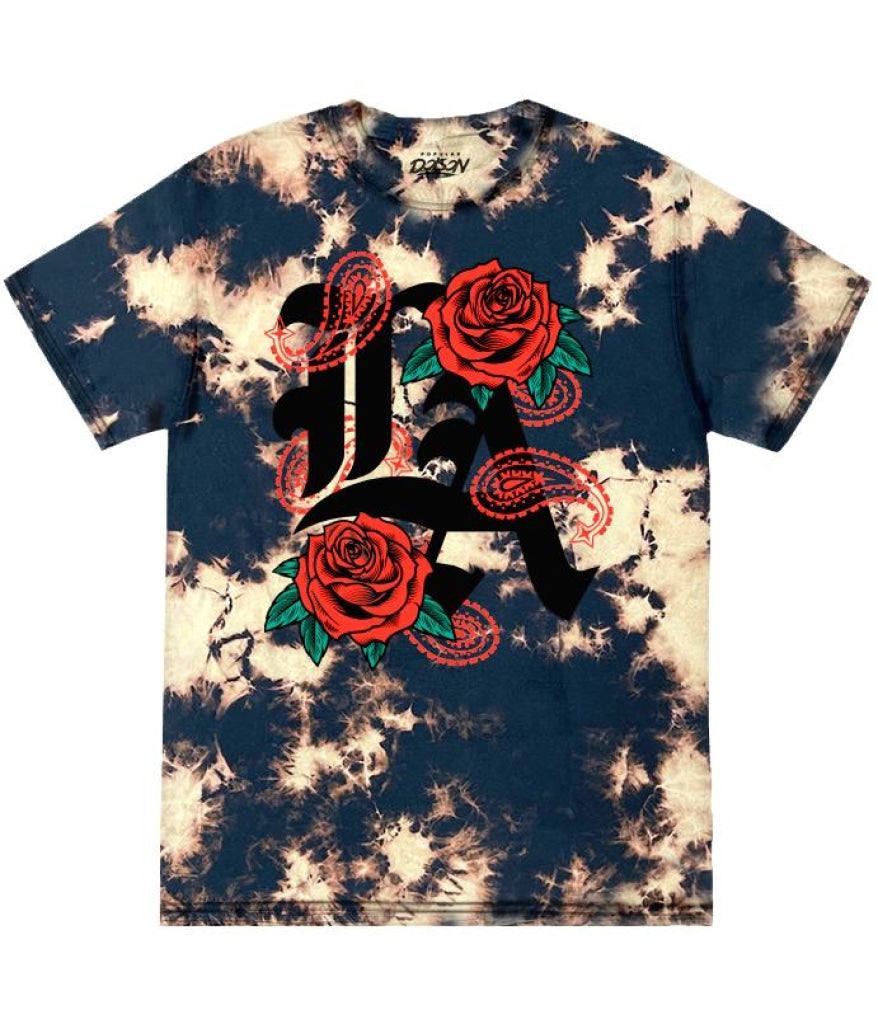 La Rose Tie Dye Tee S / Black Bleach Mens Tee