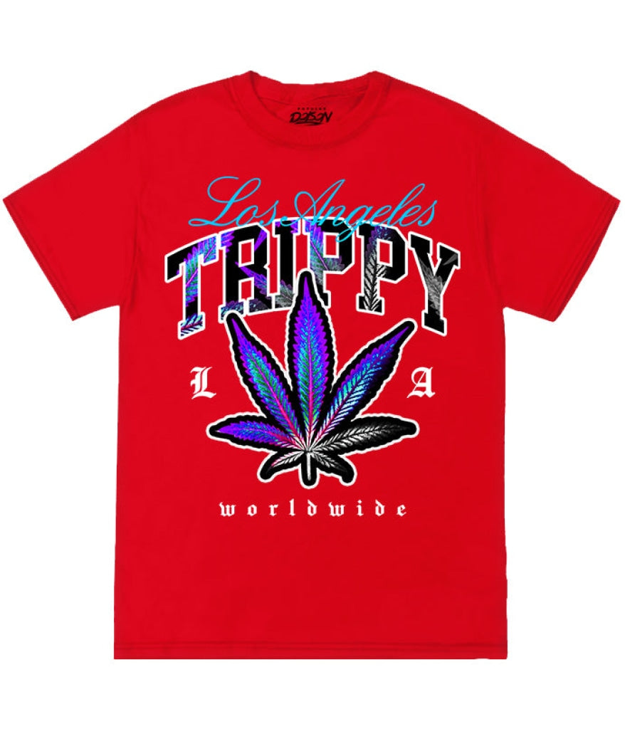 La Trippy Leaf Tee S / Red Mens Tee