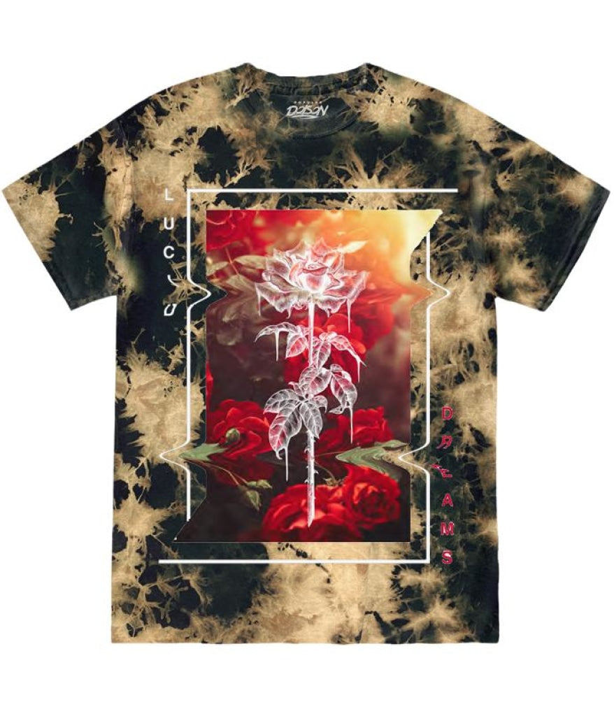 Lucid Dreams Rose Tie Dye Tee S / Black Bleach Mens Tee