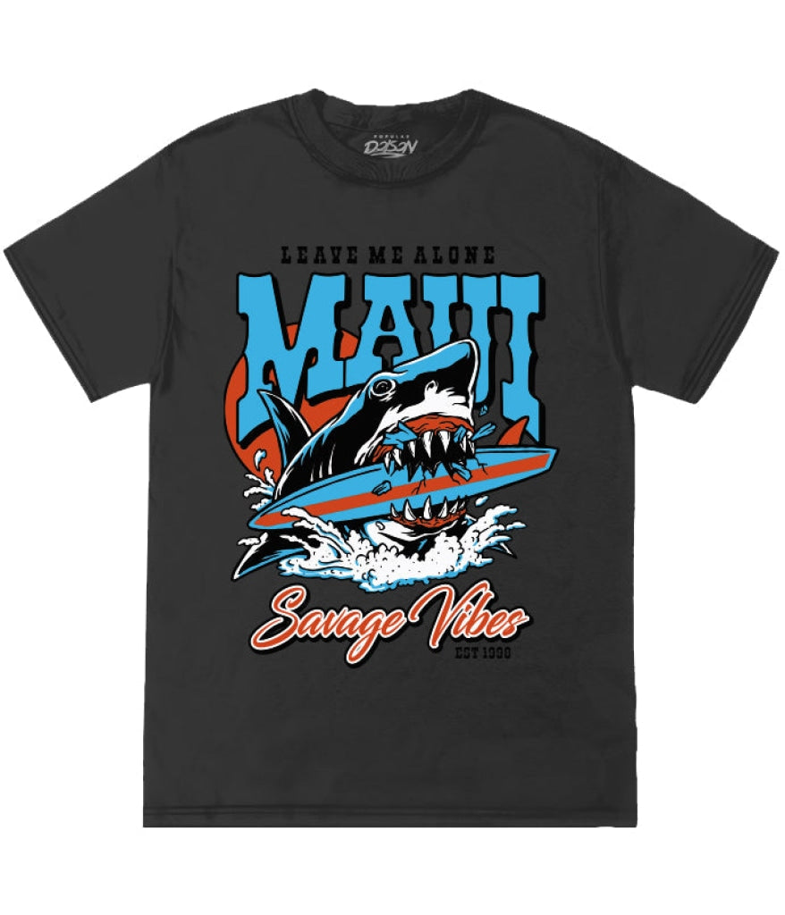 Maui Savage Vibes Shark Tee S / Black Mens Tee