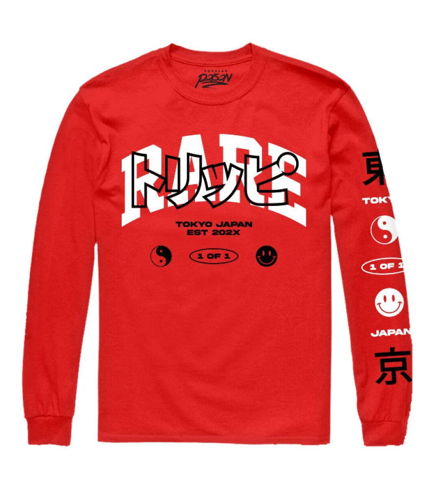 Rare Kanji Overlay Long Sleeve Tee S / Red