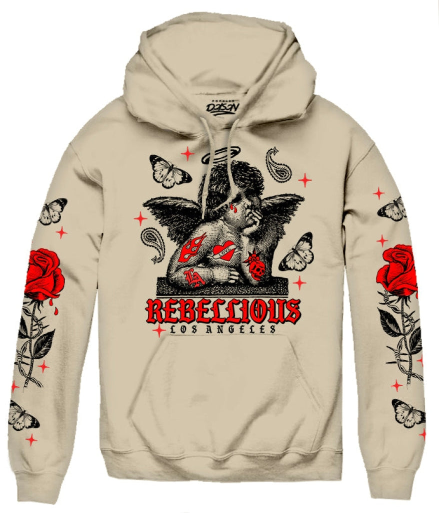 Rebellious Angel Hoodie S / Sand Mens Hoodies And Sweatshirts