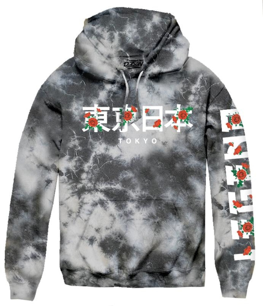 Kanji Tie Dye Hoodie S / Black Mens Hoodies And Sweatshirts