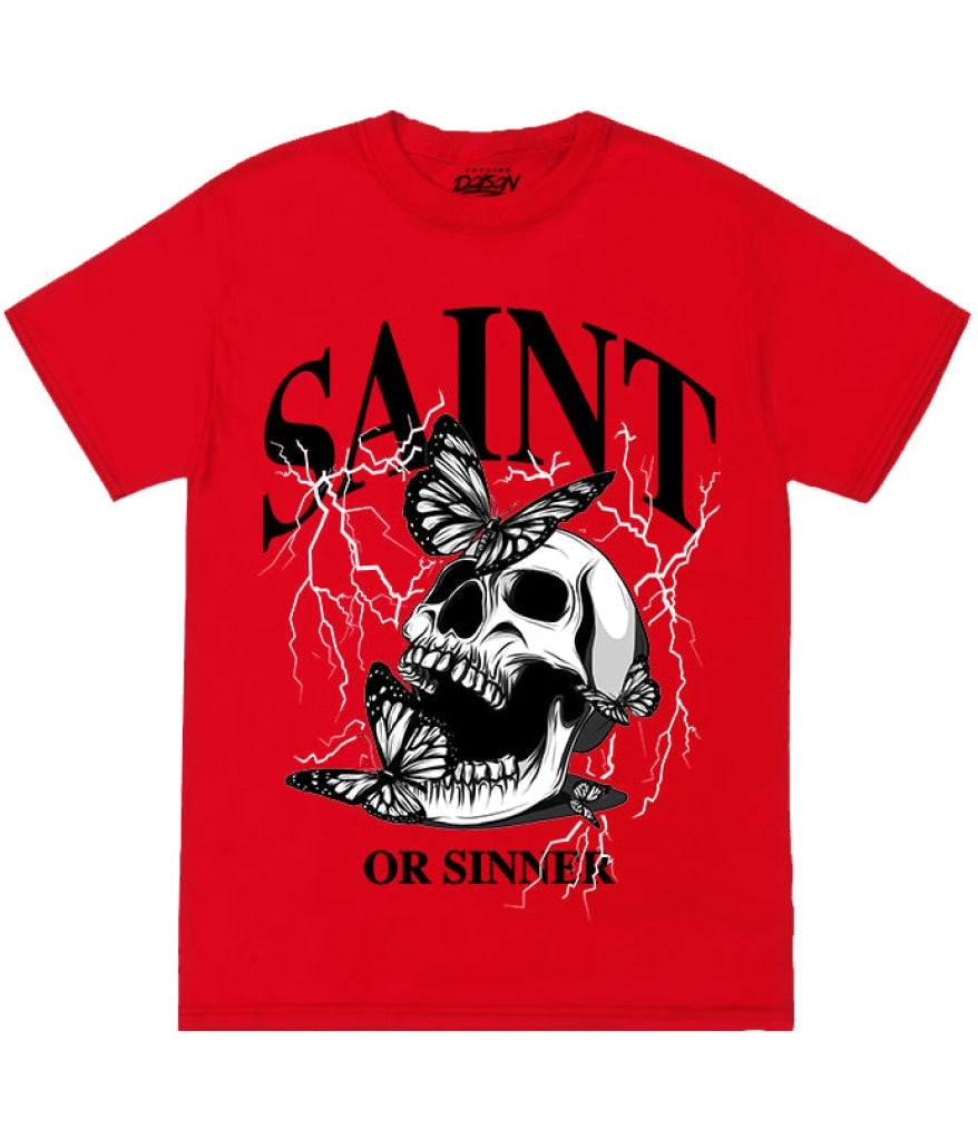 Saint Or Sinner Skull Tee S / Red Mens Tee