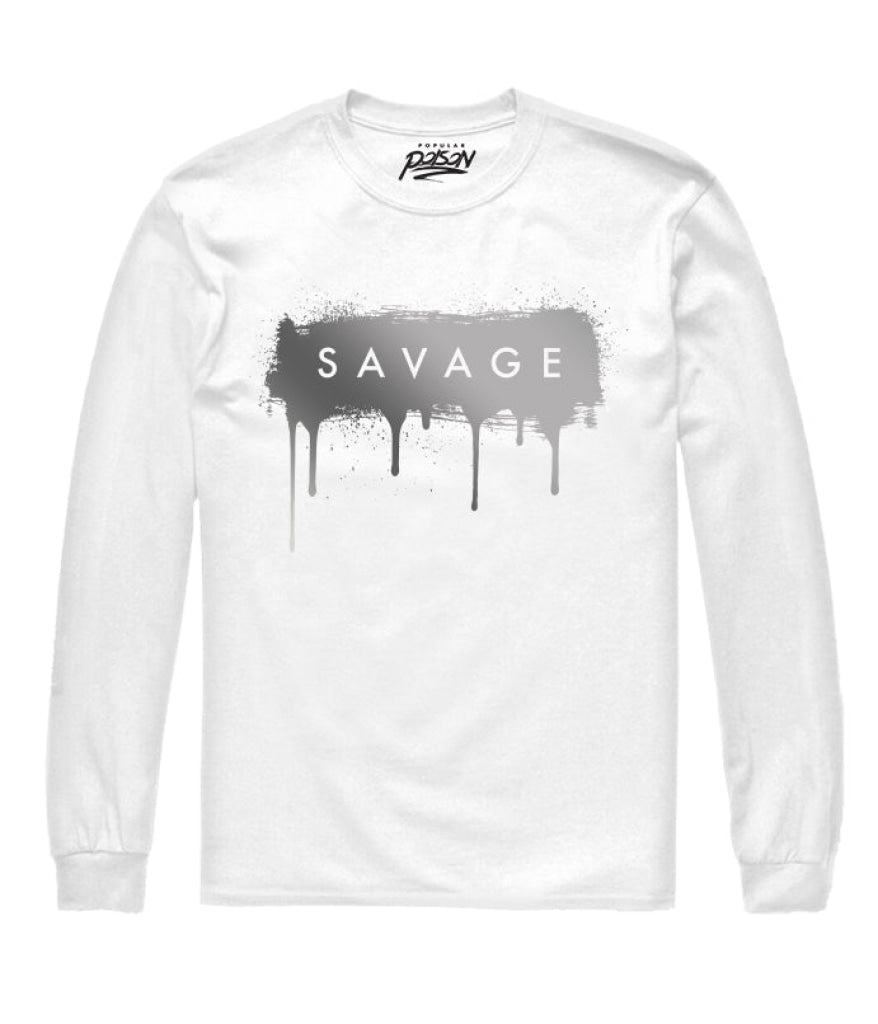 Savage Drip Long Sleeve Tee S / White