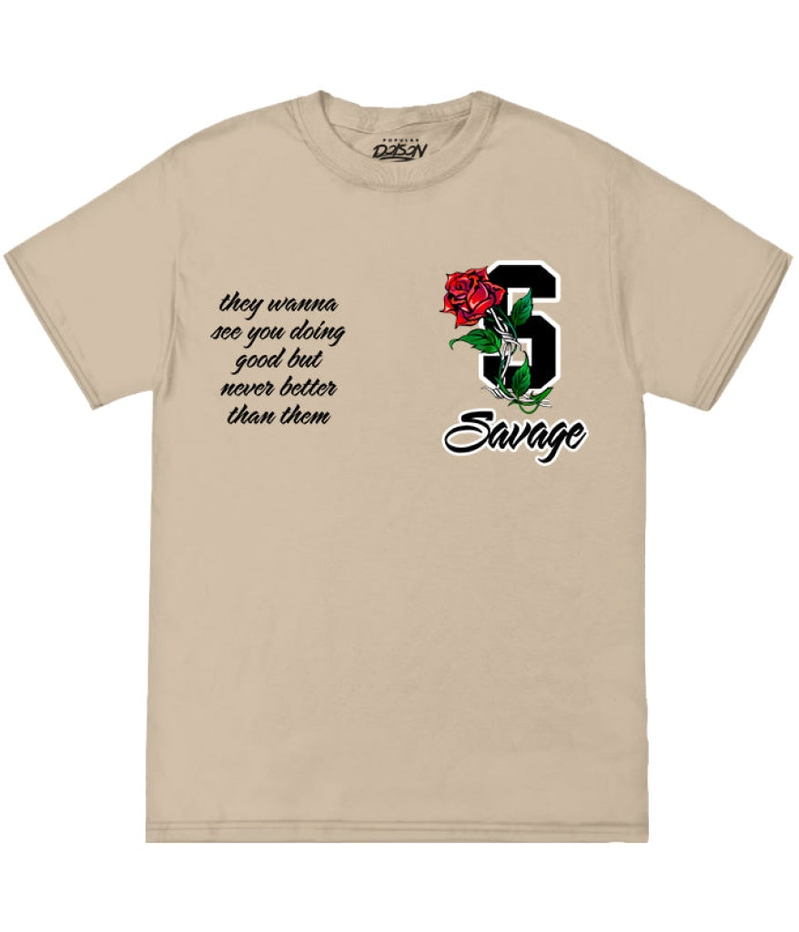 Savage Rose S / Sand Mens Tee