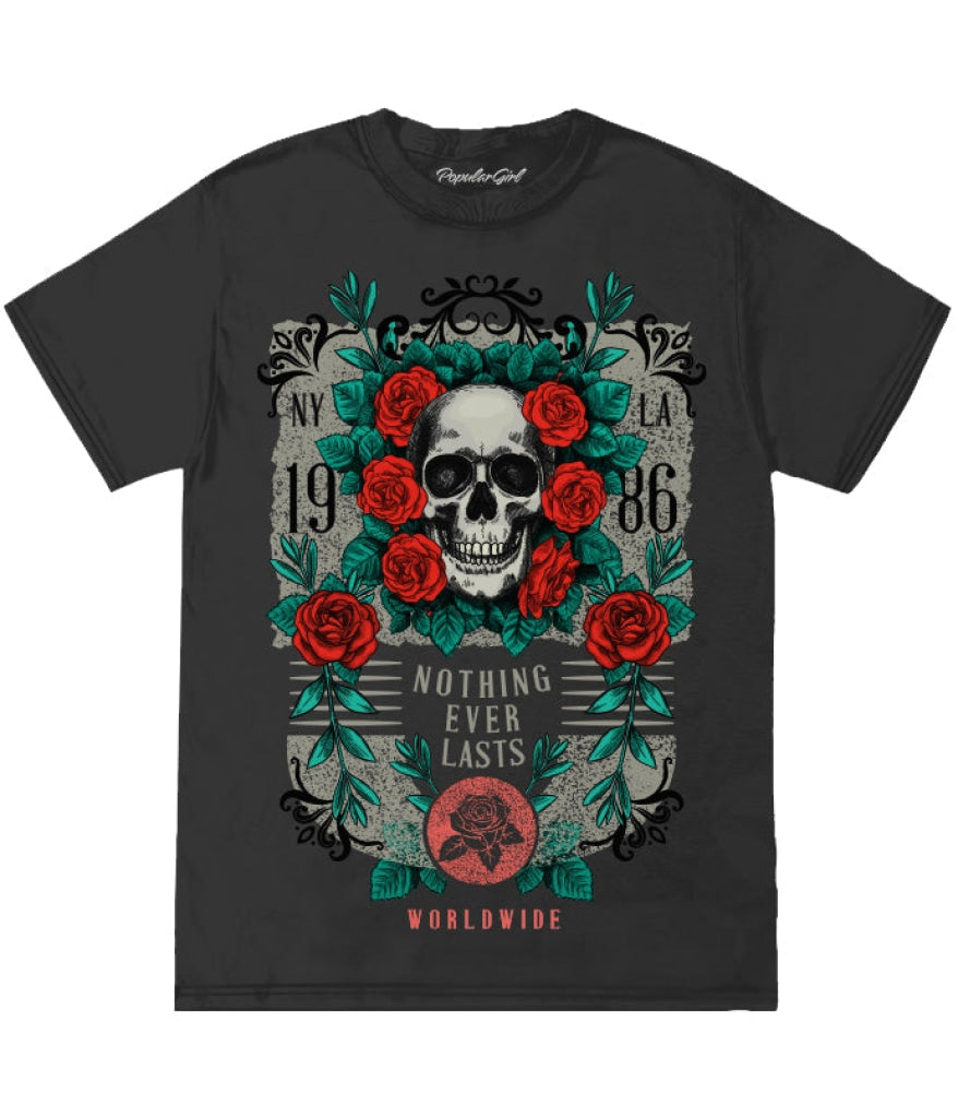 Skull Rose Tee S / Black Girls Tee