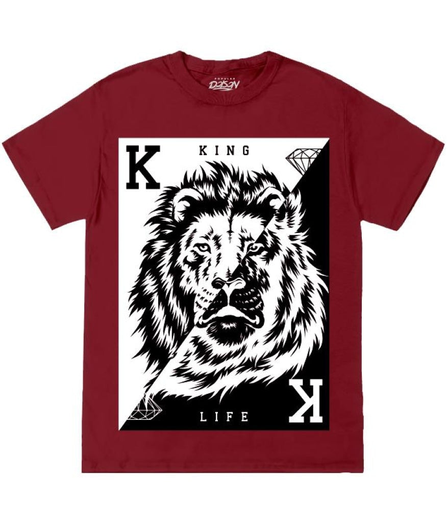 Split Lion Card 2X / Burgundy Mens Tee