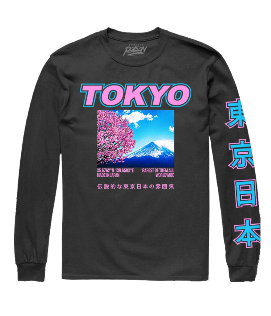 Tokyo Cherry Blossom Long Sleeve Tee S / Black