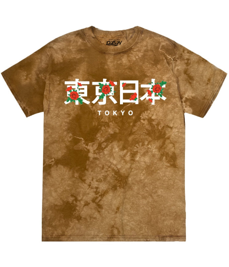 Tokyo Kanji Rose Overlay Tie Dye Tee Mens Tee