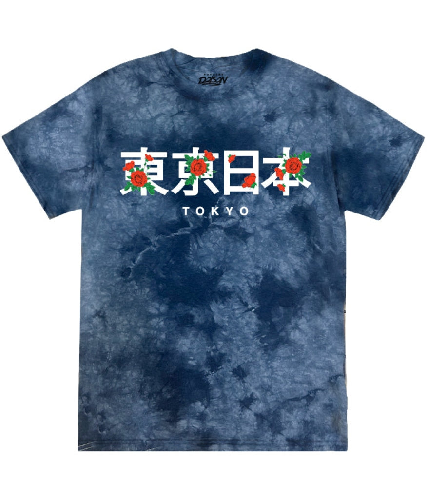 Tokyo Kanji Rose Overlay Tie Dye Tee Mens Tee
