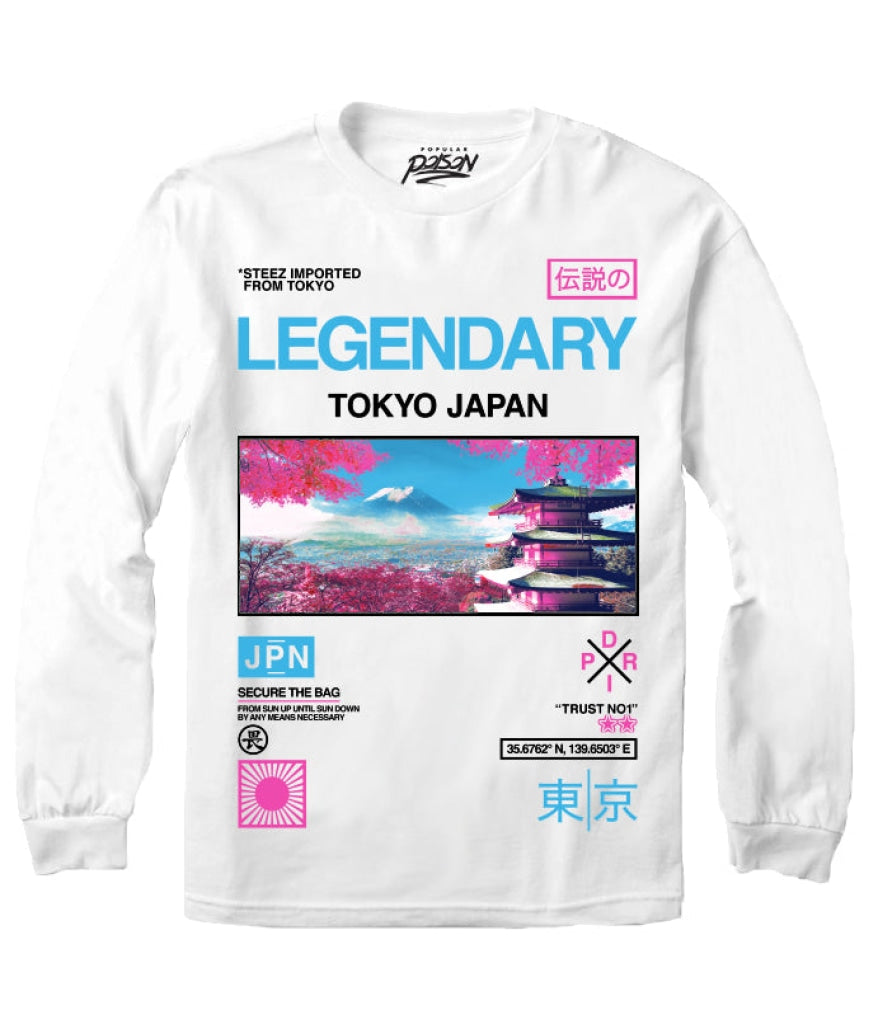 Tokyo Placement Long Sleeve Tee S / White