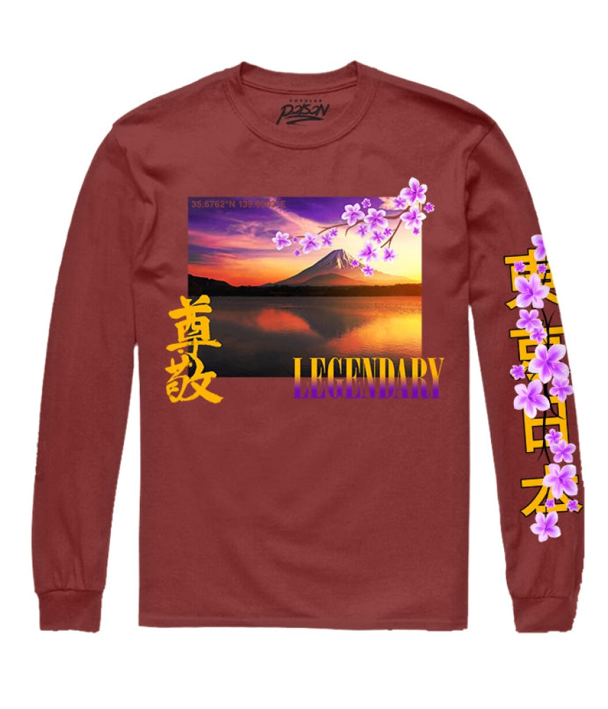 Tokyo Sunset Long Sleeve Tee S / Burgundy