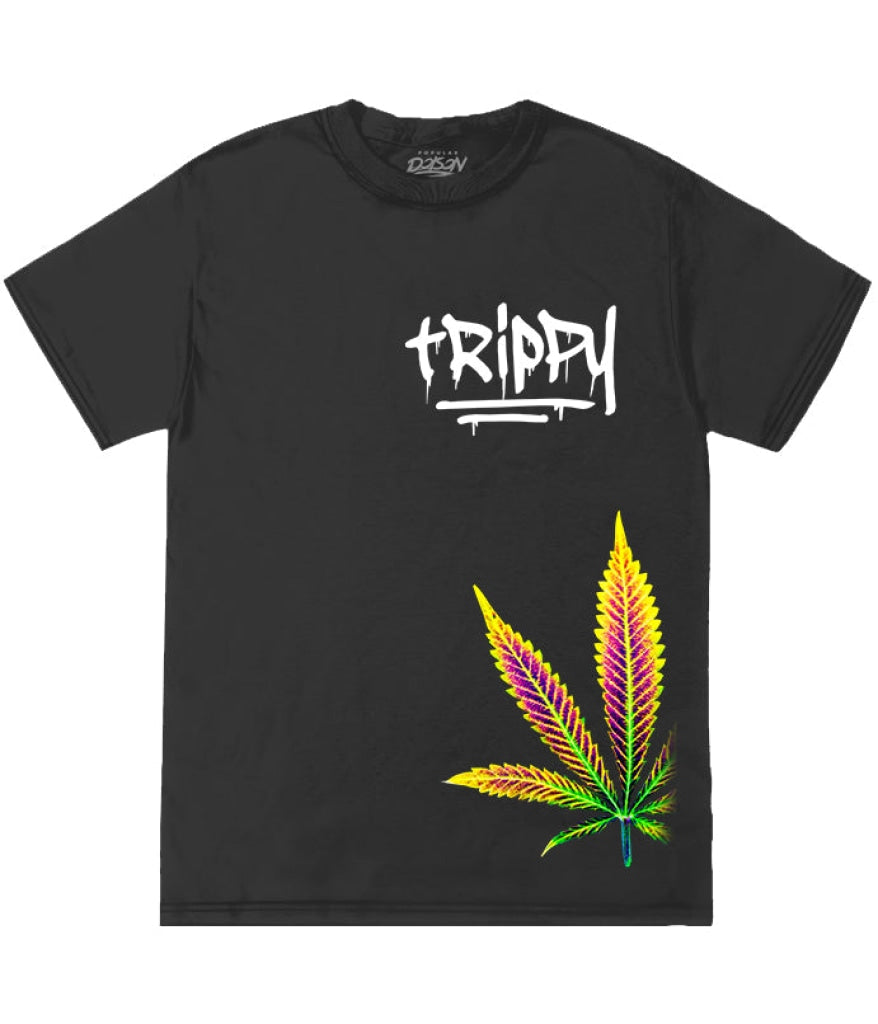 Trippy Graffiti Leaf Tee S / Black Mens Tee