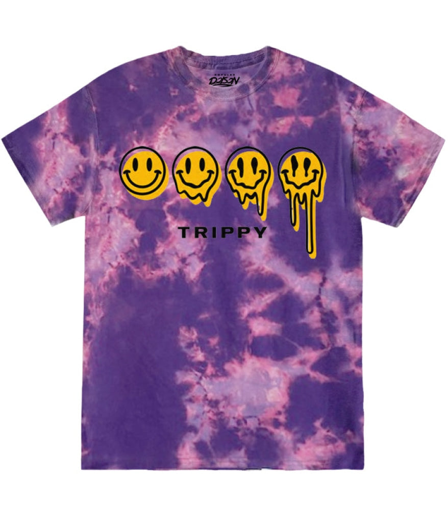 Trippy Smiley Tie Dye Tee S / Purple Tie Dye Mens Tee