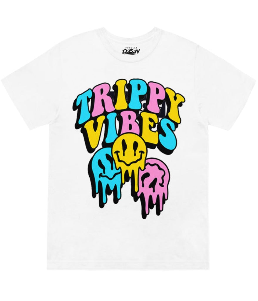 Trippy Vibes Smiley Tee S / White Mens Tee
