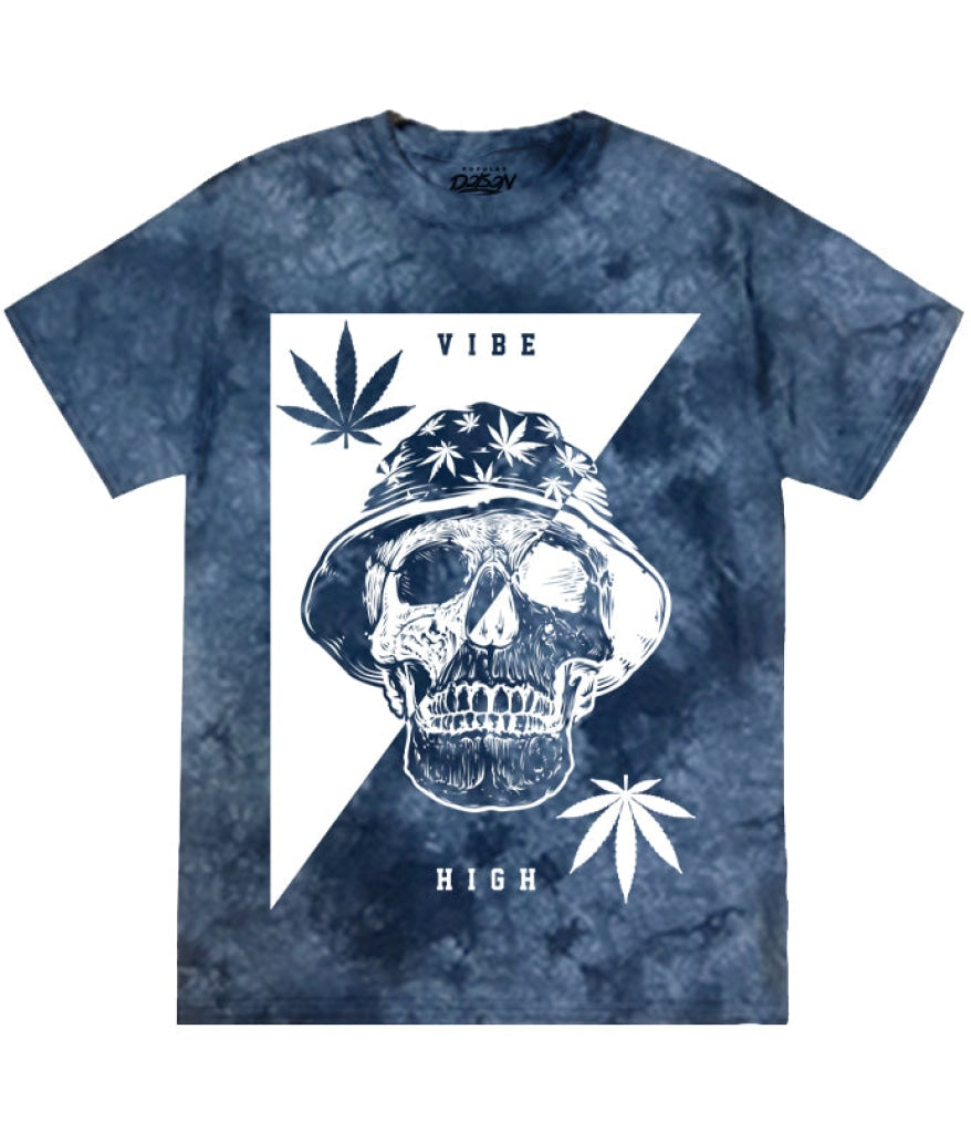 Vibe High Split Weed Skull Tie Dye Tee S / Moonlite Ocean Mens Tee