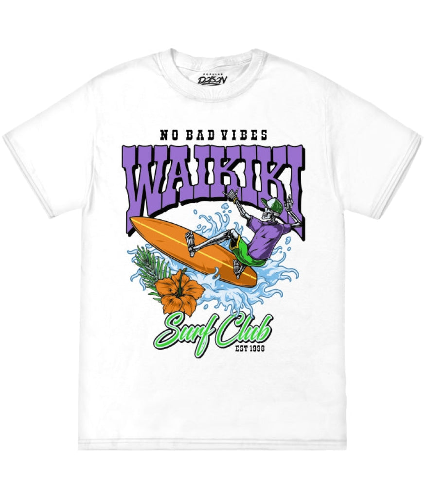 Waikiki No Bad Vibes Surf Club Tee S / White Mens Tee